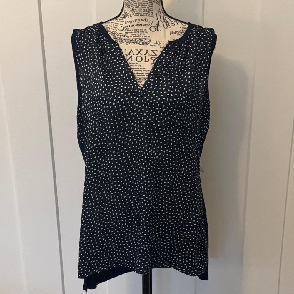 Cynthia Rowley Navy and White Polka Dot Blouse